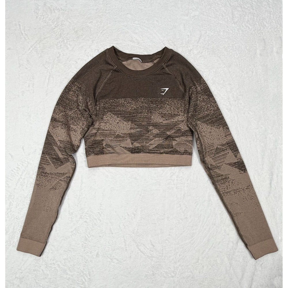 Gymshark Adapt Ombre Crop Top Women's Small Brown Gym Workout Athletic Training - Picture 5 of 11